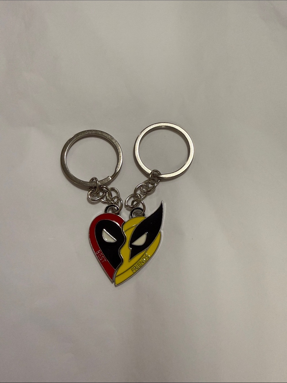 Collectible Deadpool and Wolverine Dual Heart Keychain